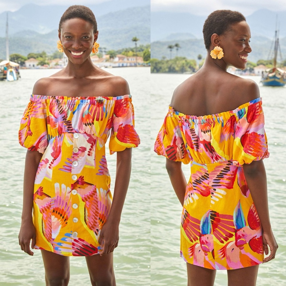 Farm Rio Neon Macaws Mini Dress